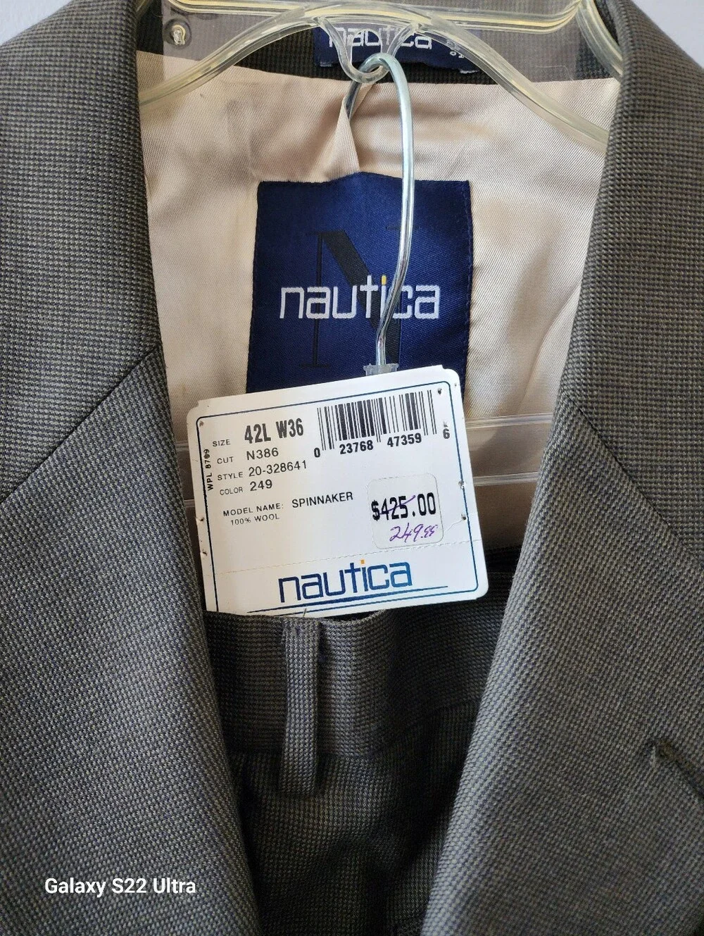 Nautica Men's Olive Two-Piece Suit Jacket and Trousers
